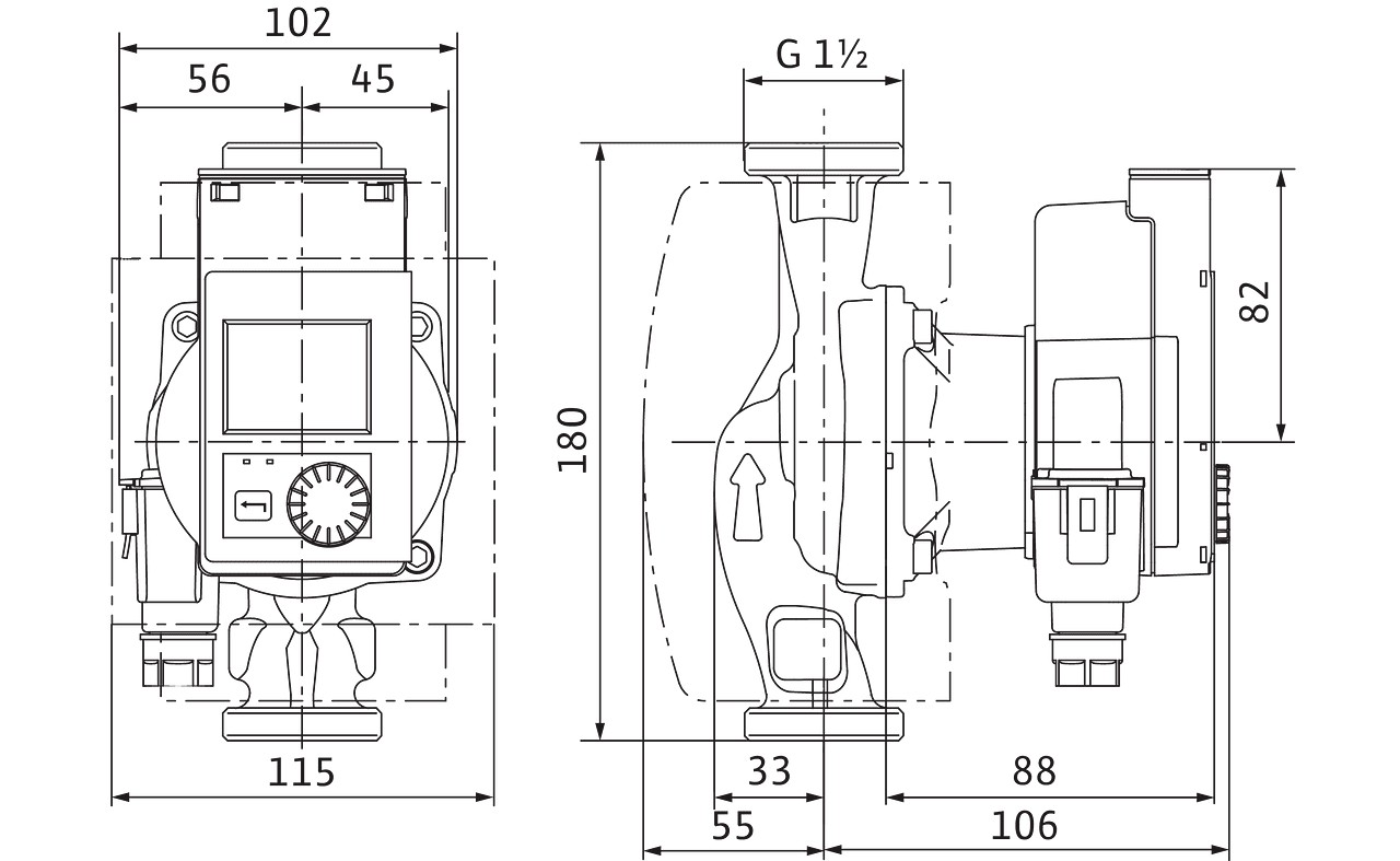 Wilo Stratos PICO 25/0.5-6-130, 1/2" (4244396) Габаритні розміри