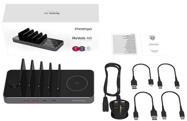 в продажу Зарядний пристрій Prestigio ReVolt A6 6-in-1 2 wireless (PCS106A_SG) - фото 3