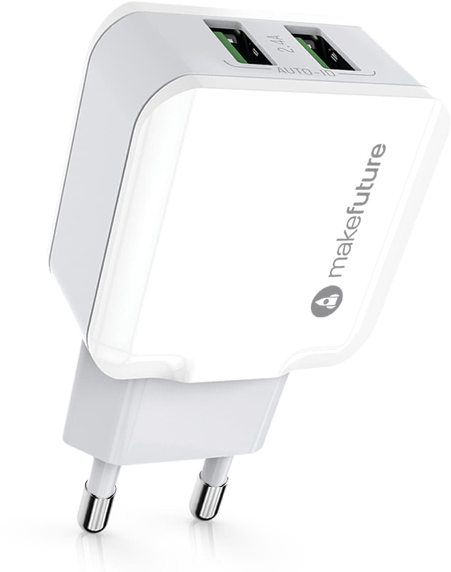 Зарядний пристрій MakeFuture 2 USB 2.4 A White (MCW-21WH) ціна 269 грн - фотографія 2