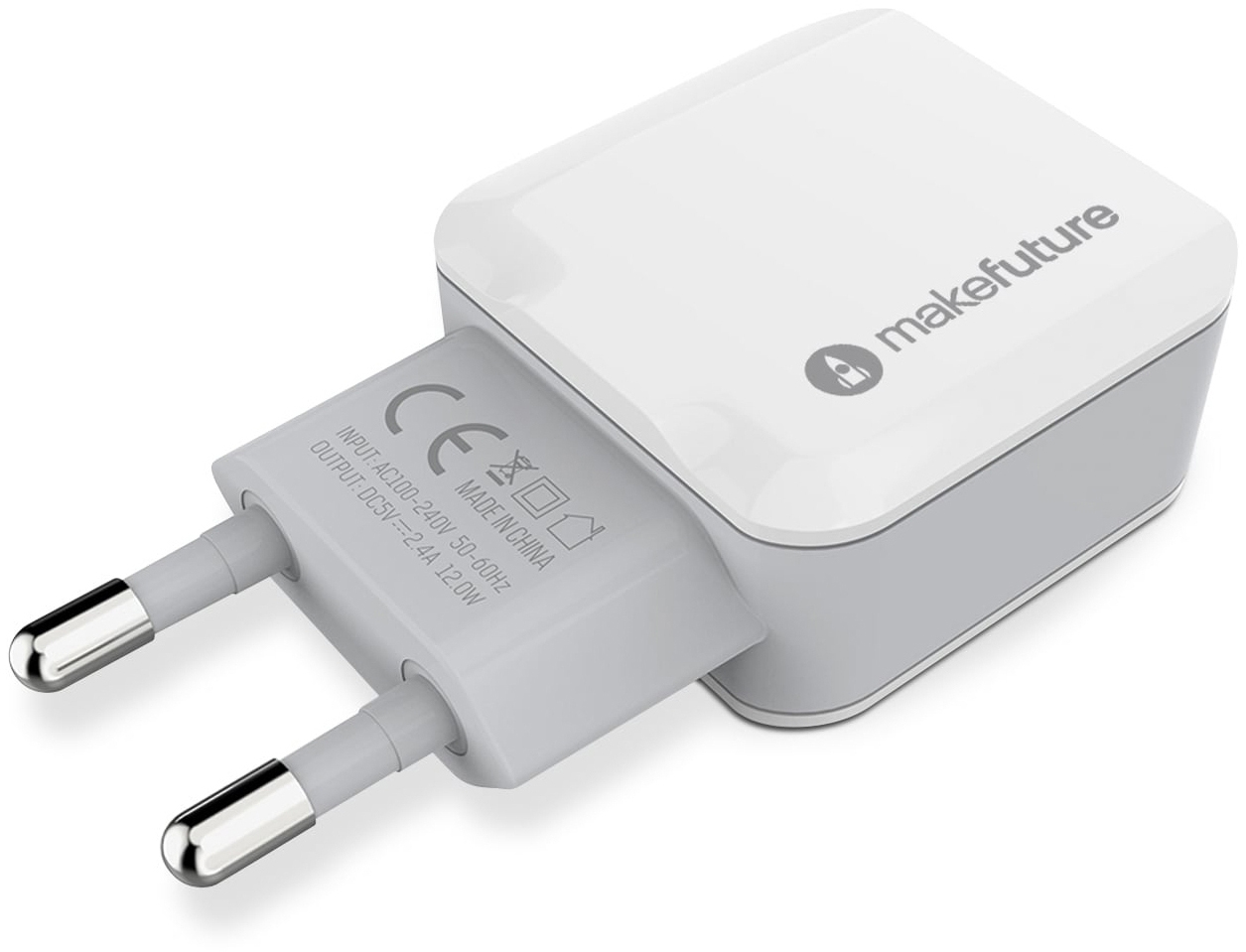 Зарядний пристрій MakeFuture 2 USB 2.4 A White (MCW-21WH)