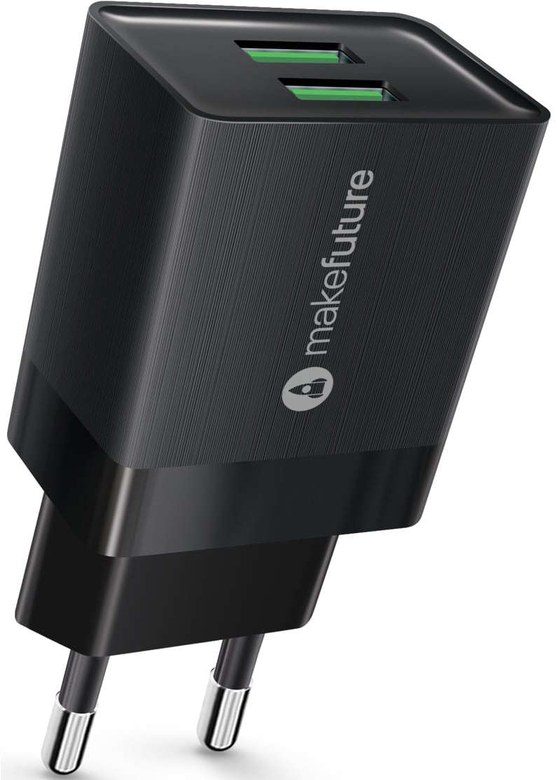 Зарядний пристрій MakeFuture 2.4A 2USB Black (MCW-22BK) в інтернет-магазині, головне фото