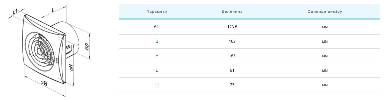 Вентс 125 Квайт-Майлд Хром Габаритные размеры