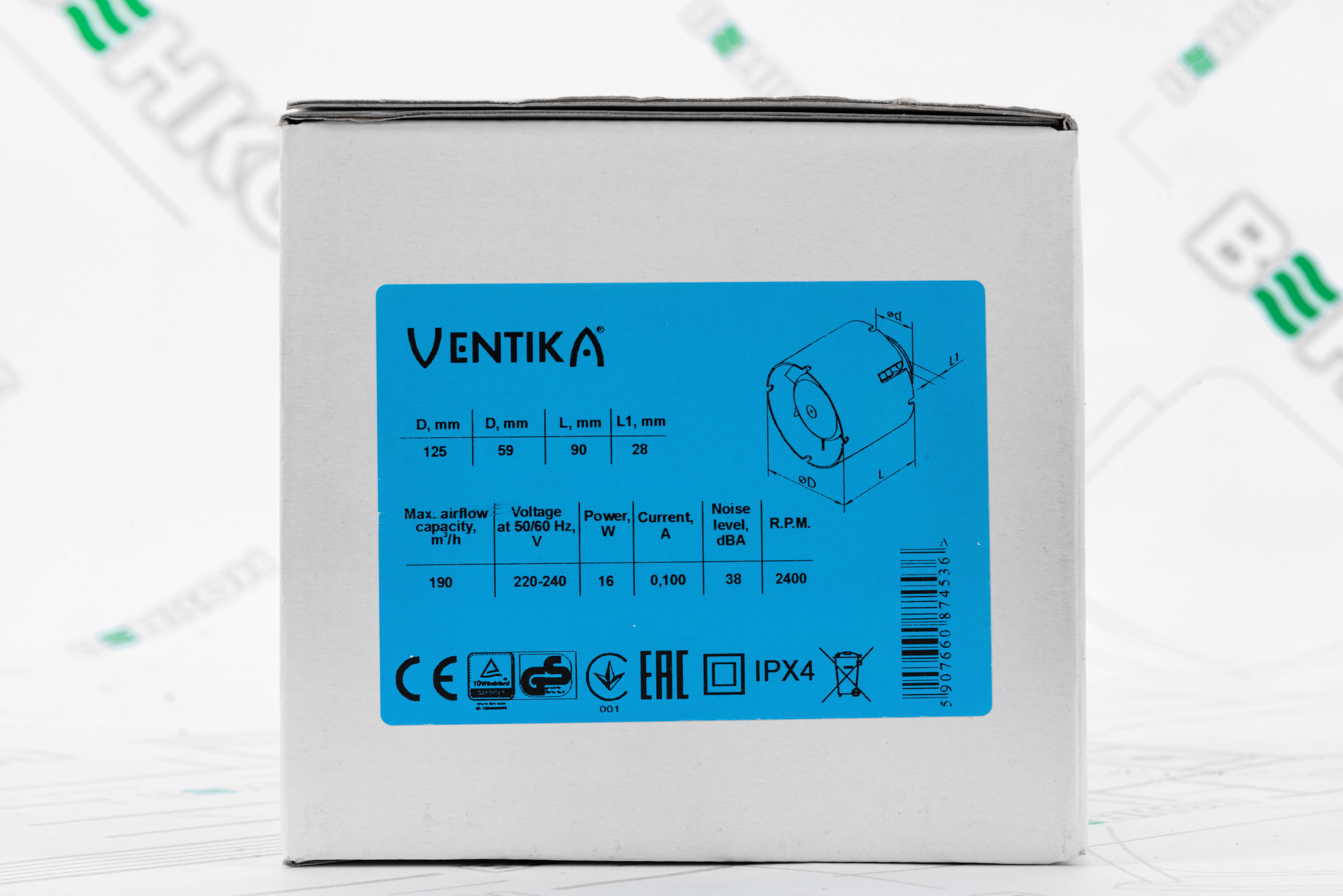 Канальний вентилятор Ventika Intro Bis 125 K L характеристики - фотографія 7