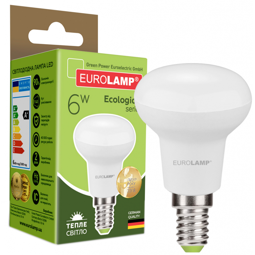 Светодиодная лампа Eurolamp LED R50 6W E14 3000K 220V (LED-R50-06142(P)) цена 105.30 грн - фотография 2