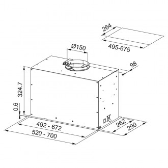 Franke Box Flush EVO FBFE XS A70 305.0665.361 Габаритні розміри