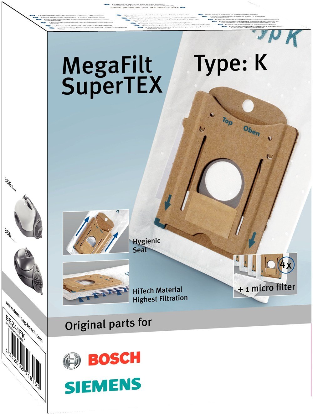 Набор пылесборников Bosch BBZ41FK цена 369.00 грн - фотография 2