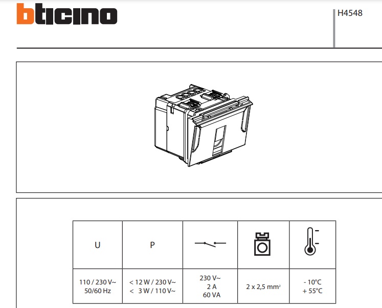 Картковий вимикач Bticino Axolute H4548 ціна 8139.00 грн - фотографія 2