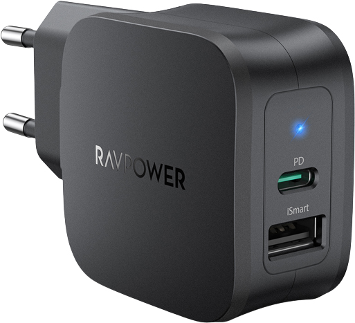 Зарядний пристрій RAVPower RP-PC132 Charger 30W PD USB-C + USB-A Black (75-02000-496)