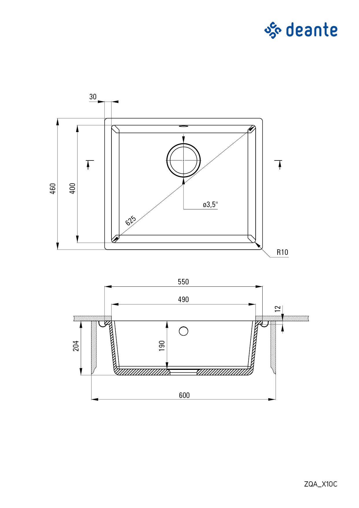 Кухонная мойка Deante Corda 550х460х204мм (ZQA_A10C) цена 7399.00 грн - фотография 2