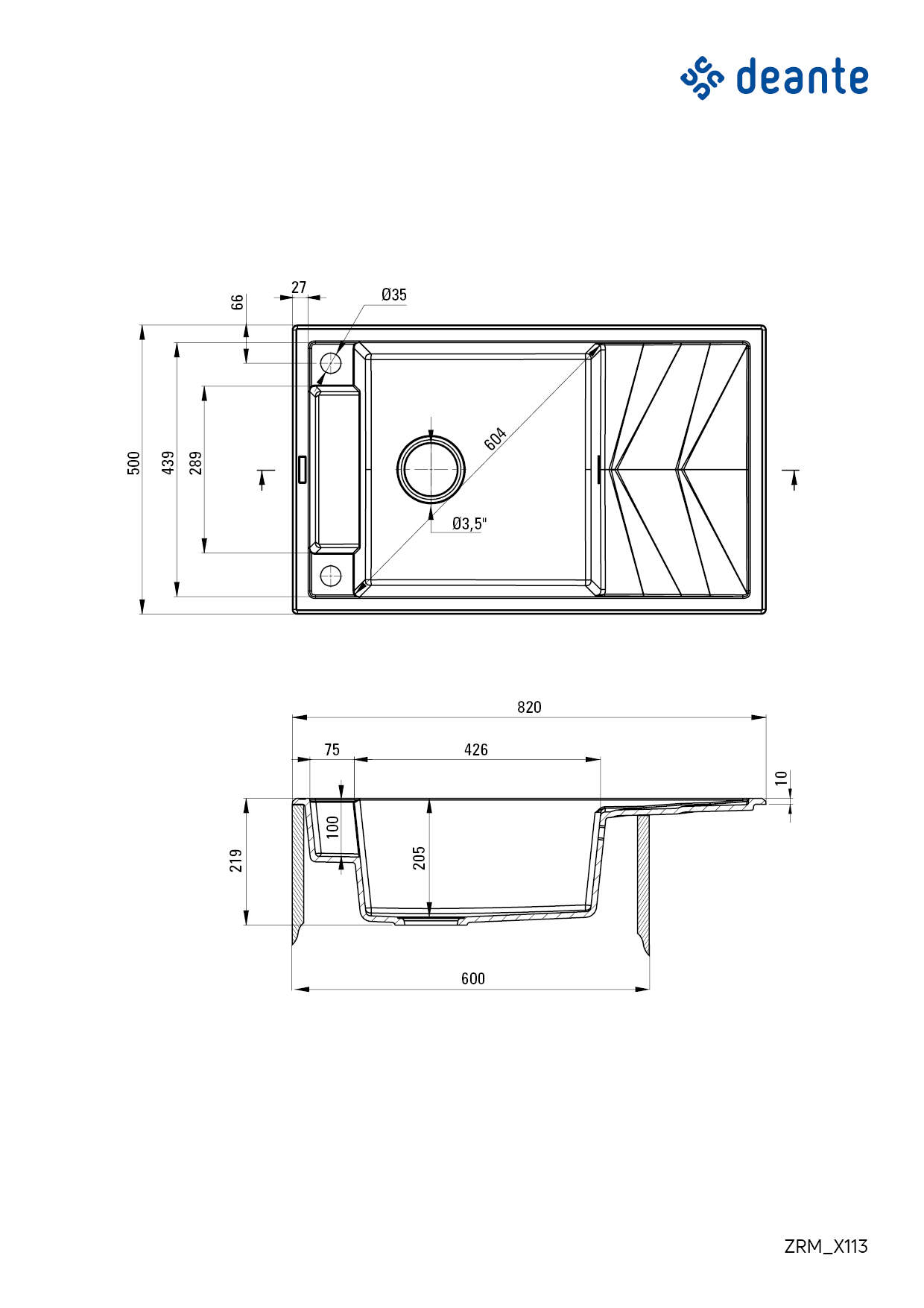 Кухонна мийка Deante Magnetic 820х500х219мм (ZRM_G113) інструкція - зображення 6