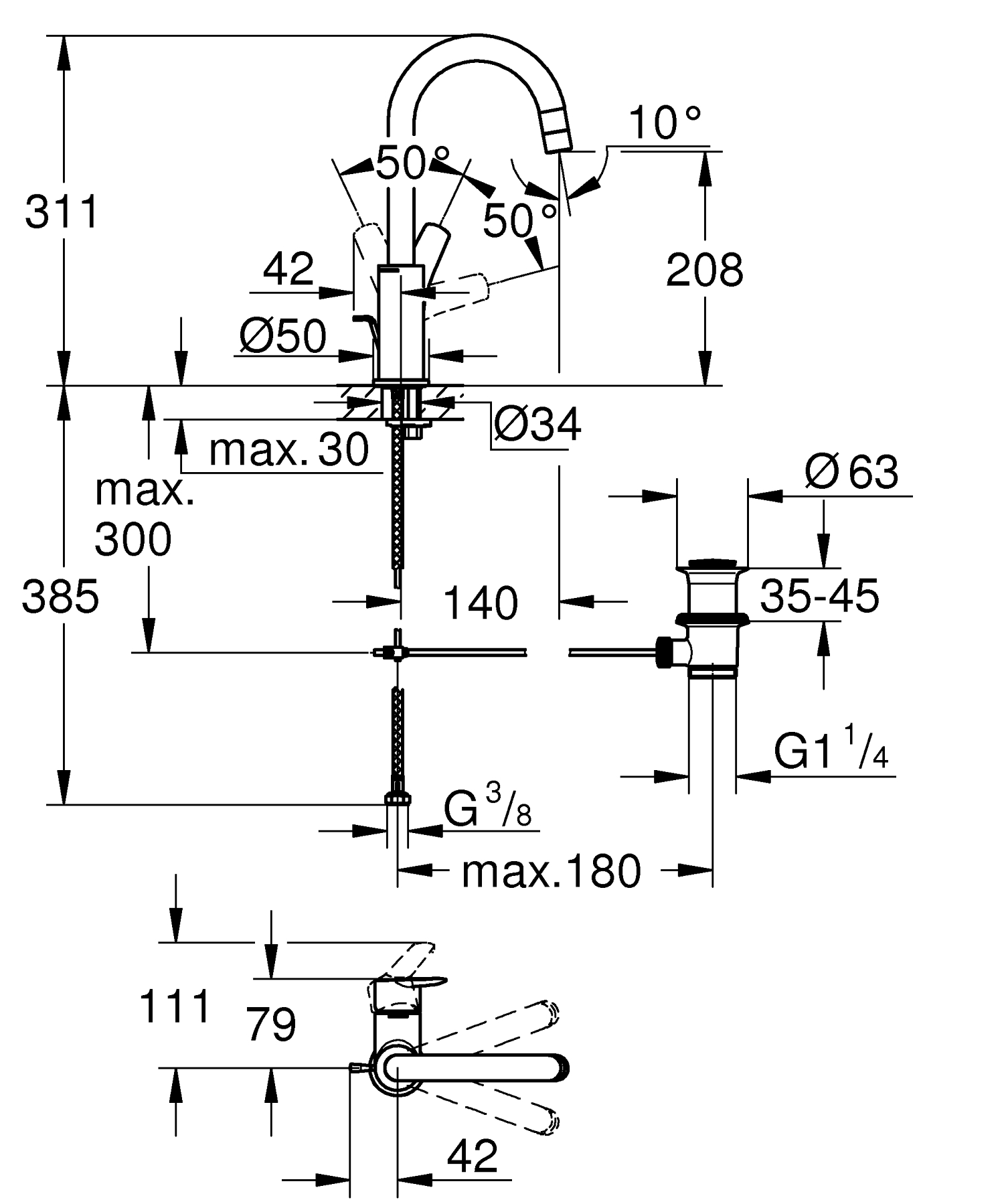 Змішувач для умивальника Grohe QuickFix Start L 24203002 характеристики - фотографія 7