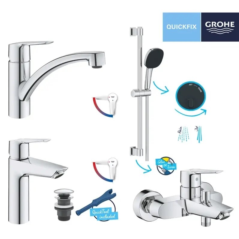 Набор смесителей Grohe QuickFix Start ColdStart UA202301KE инструкция - изображение 6