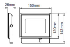 V-TAC LED20W, SKU-5947, E-series, 230V, 4000К (3800157625401) Габаритные размеры