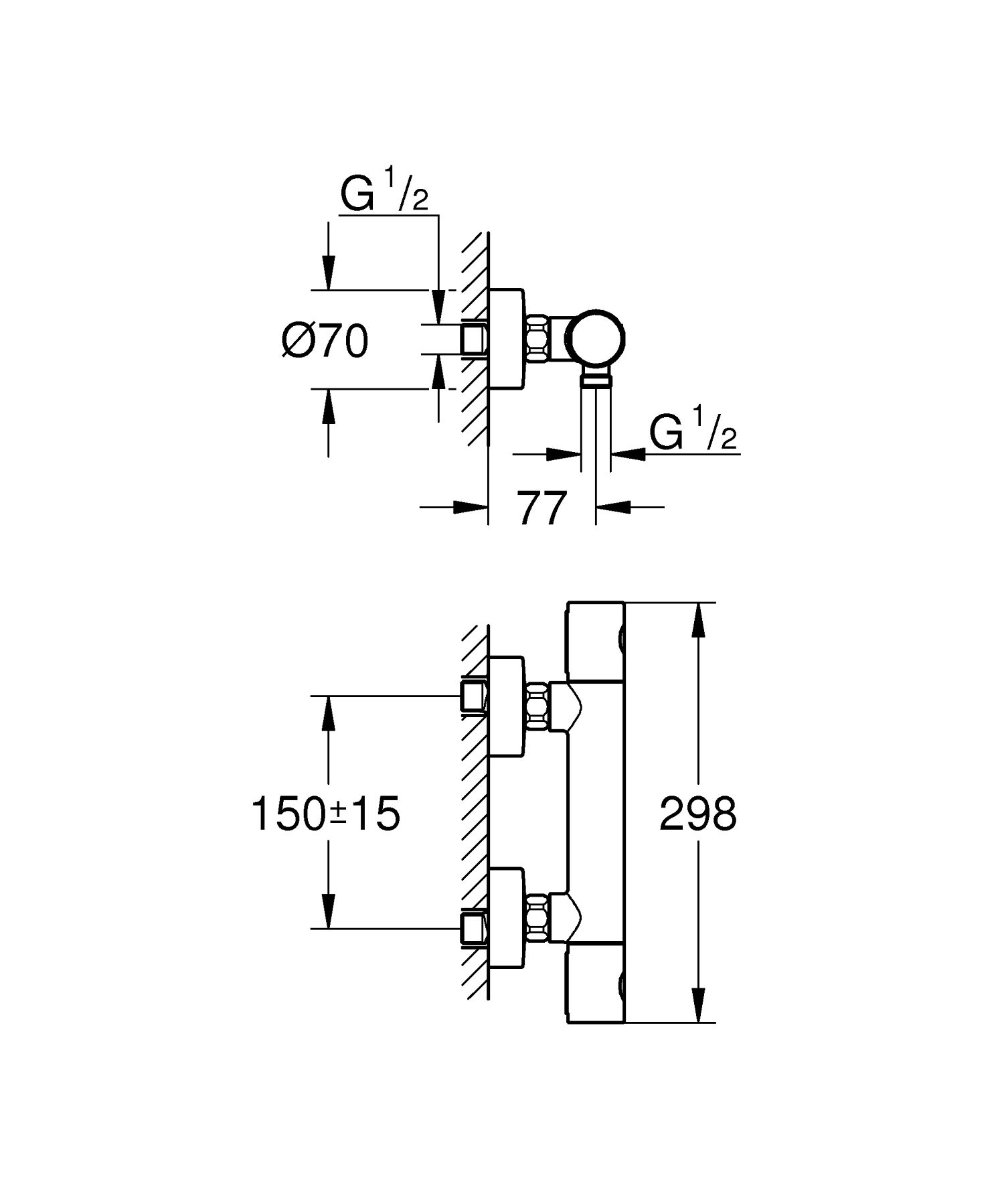 Grohe QuickFix Precision Get 34773000 Габаритные размеры