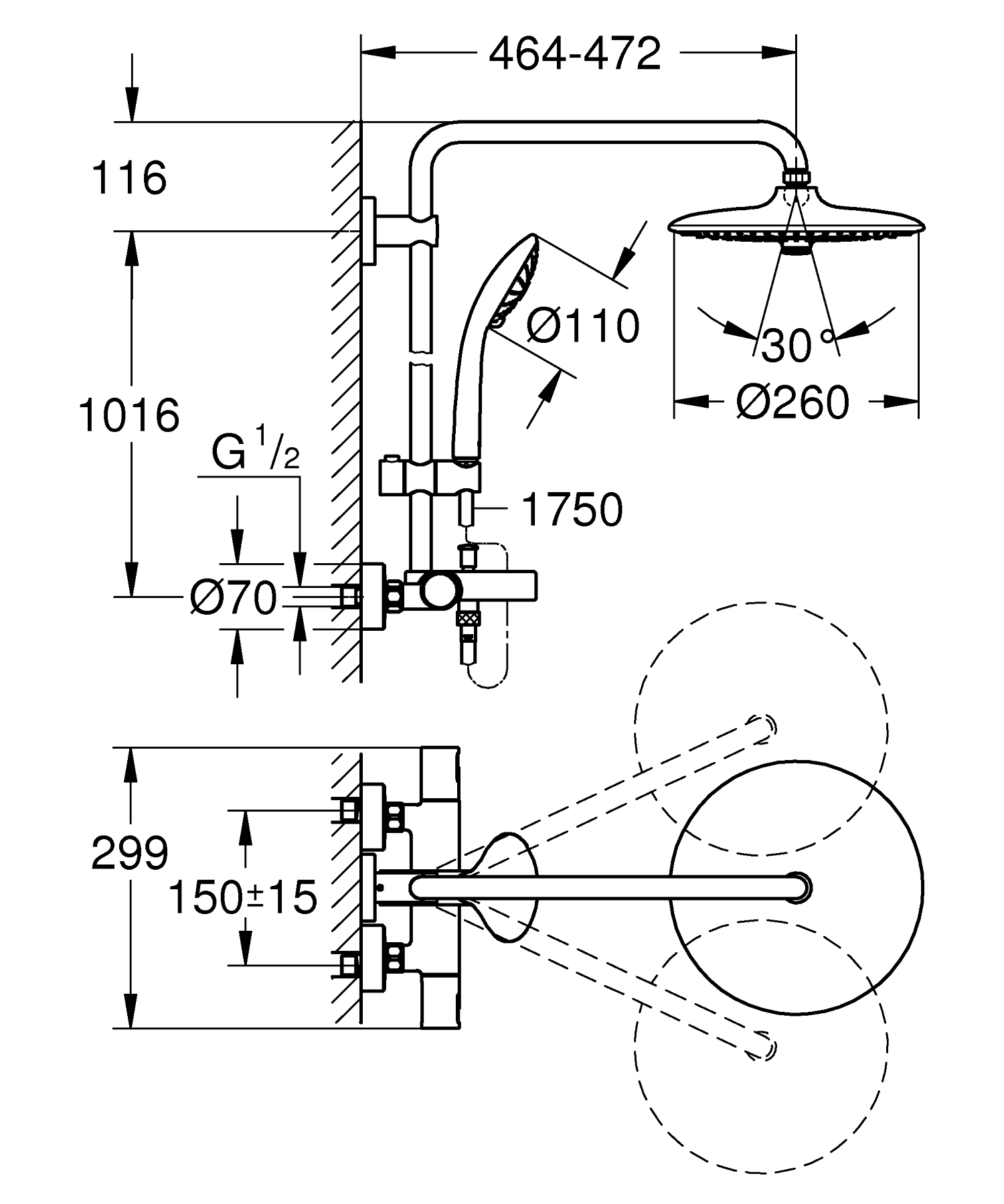 Душова система Grohe QuickFix Vitalio Joy Shower System 27860001 інструкція - зображення 6