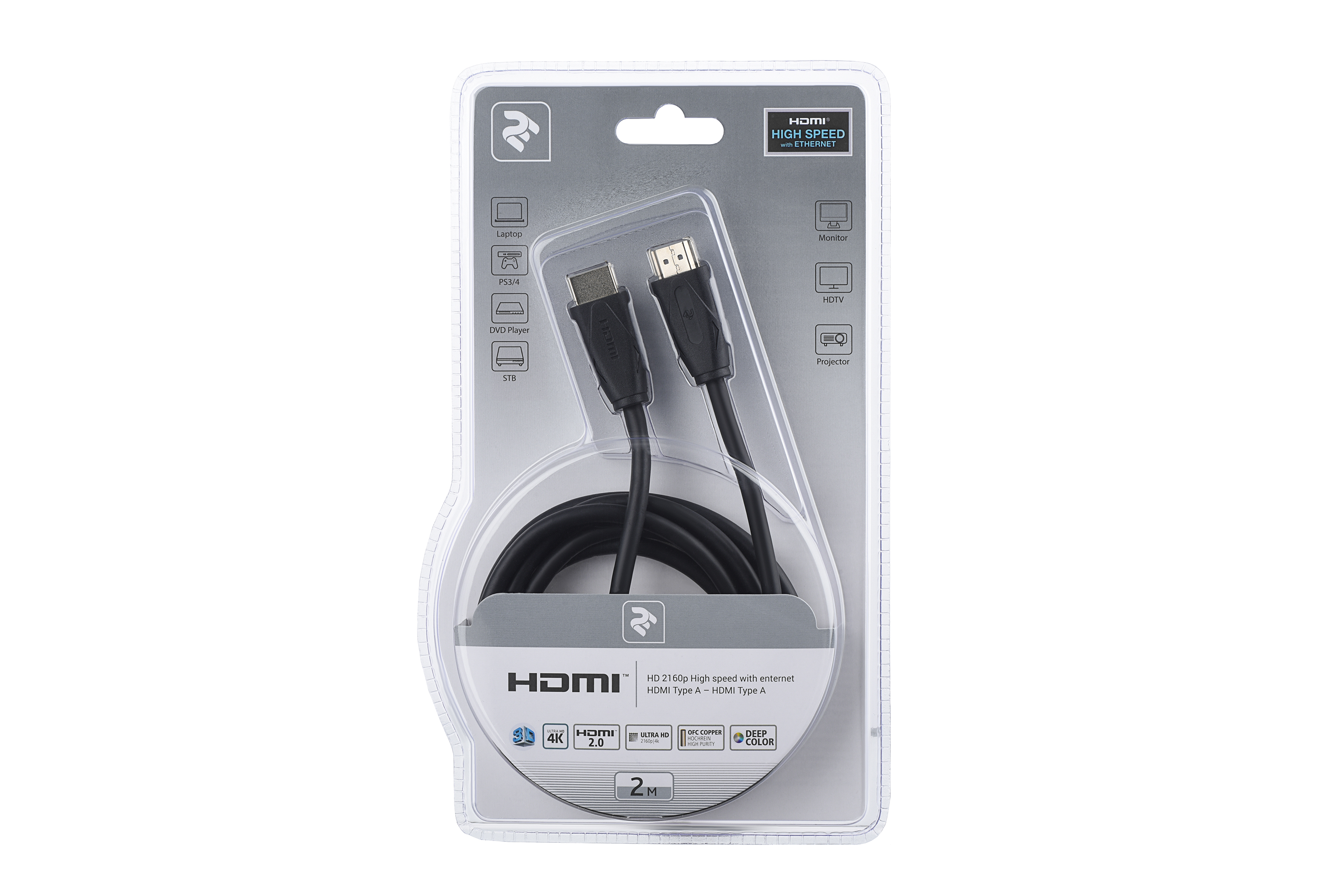 Кабель мультимедийный 2E HDMI 2.0 (AM/AM) Molding Type [2EW-1002-2m] отзывы - изображения 5