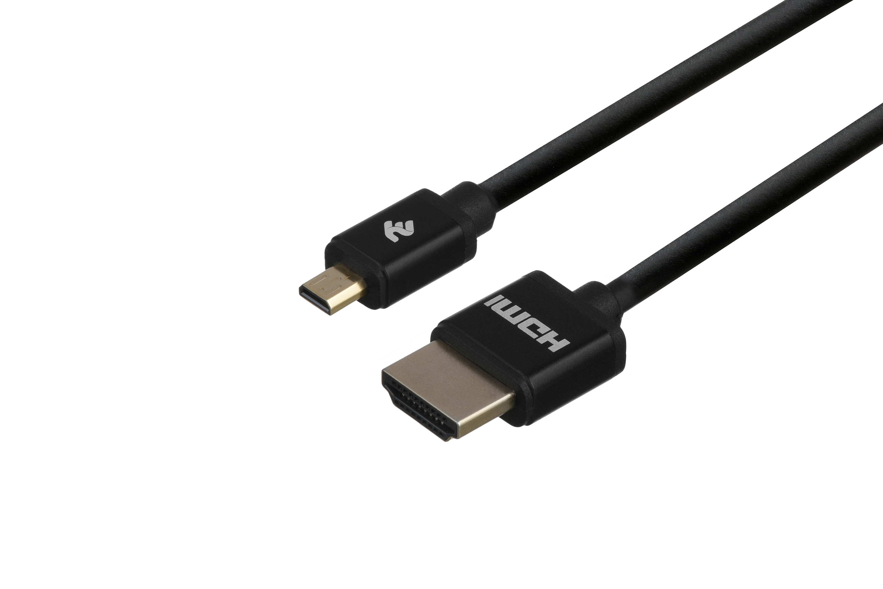 Кабель мультимедійний 2E Ultra Slim HDMI 1.4 (AM/microAM) High Speed, Alumium, black 2m ціна 354 грн - фотографія 2
