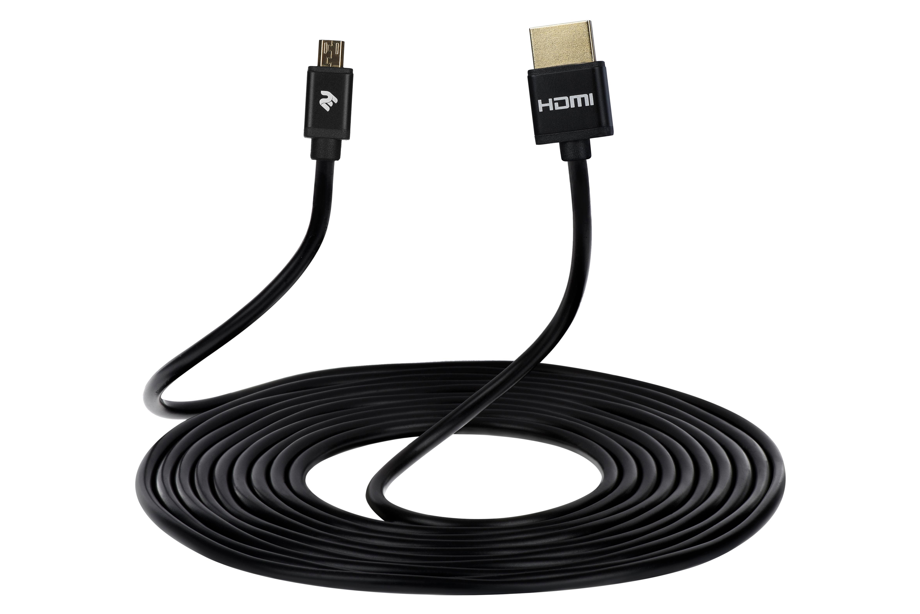 в продаже Кабель мультимедийный 2E Ultra Slim HDMI 1.4 (AM/microAM) High Speed, Alumium, black 2m - фото 3
