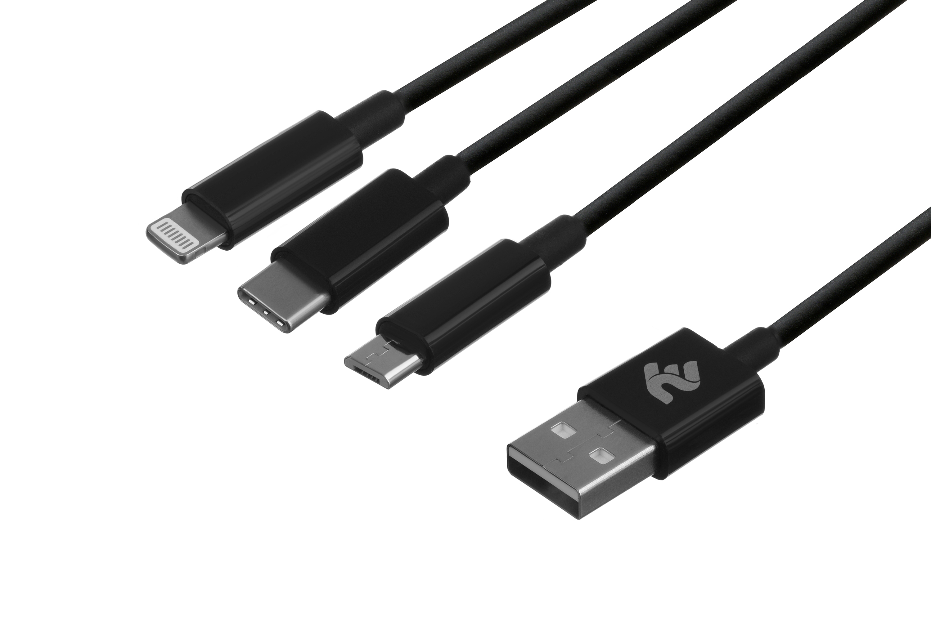 Кабель 2E USB 3 in 1 Micro/Lightning/Type C, [2E-CCMTLAB-BL] цена 62.00 грн - фотография 2