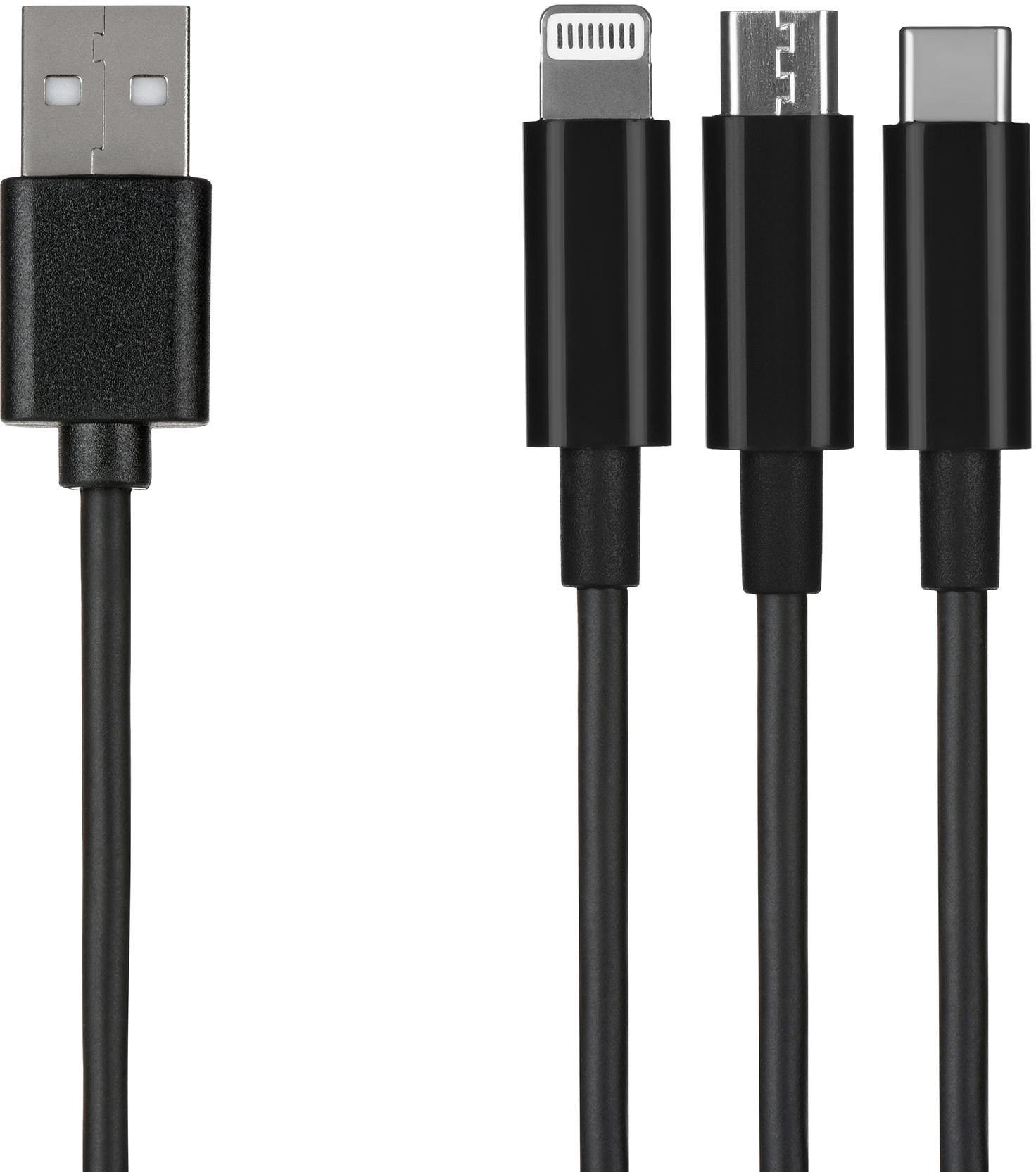 Кабель 2E USB 3 in 1 Micro/Lightning/Type C, [2E-CCMTLAB-BL]