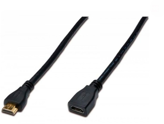 Кабель Digitus HDMI High speed + Ethernet (AM/AF) [5.0m, black]