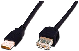 Кабель Digitus USB 2.0 (AM/AF) 3.0m, black