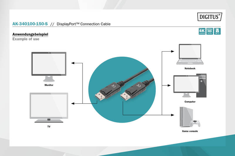 продаємо Digitus DisplayPort (AM/AM) 15m, black в Україні - фото 4