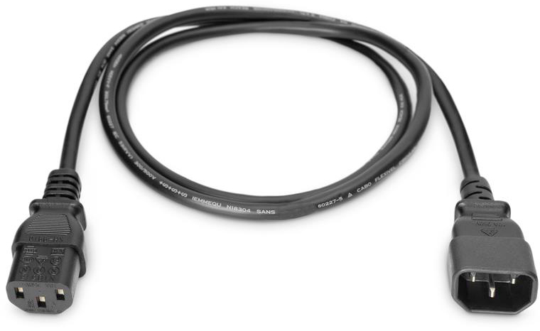 Силовой кабель Digitus C14-C13 M/F, 1.2m, 0.75qmm, black