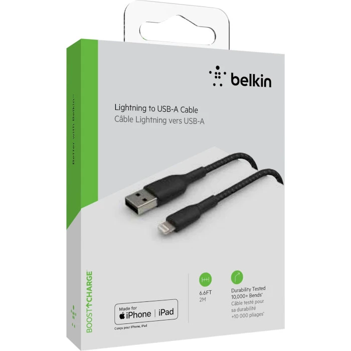 Кабель Belkin USB-A - Lightning, BRAIDED, 2m, black характеристики - фотографія 7