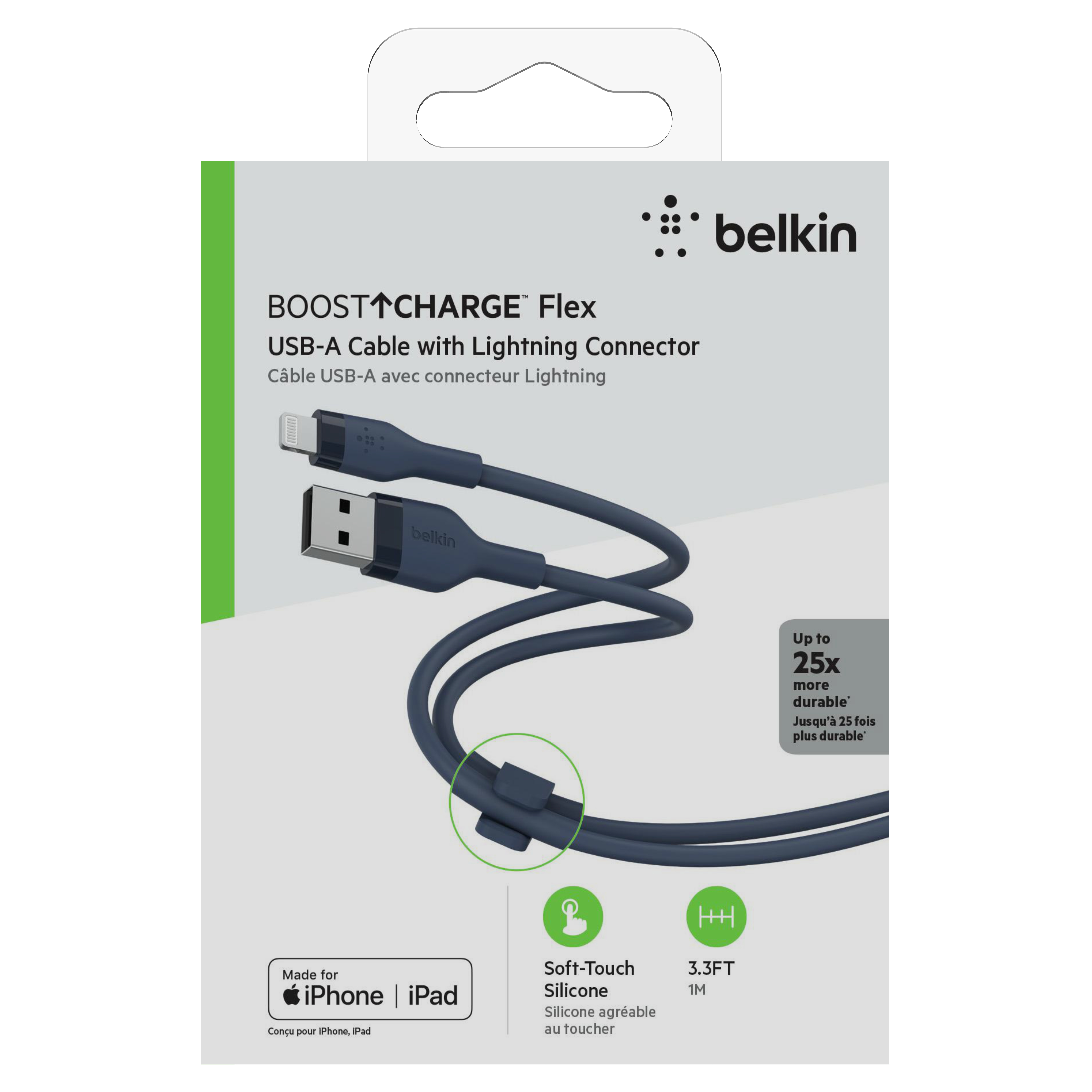Кабель Belkin USB-A - Lightning силіконовий, з кліпсою, 1м, синій цена 1080.00 грн - фотография 2