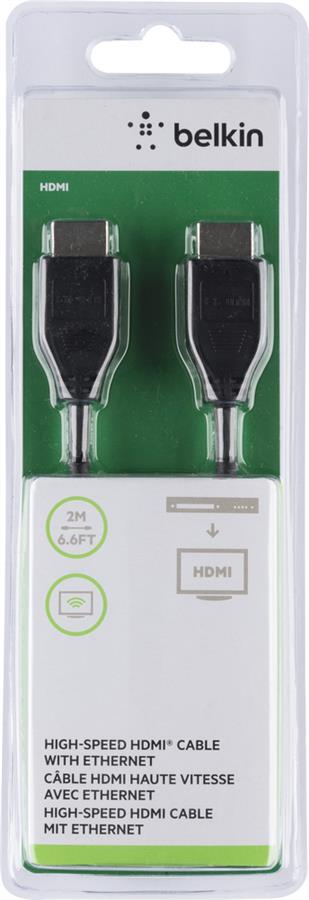 Кабель мультимедийный Belkin HDMI (AM/AM) High Speed Ethernet 2m, black цена 378.00 грн - фотография 2