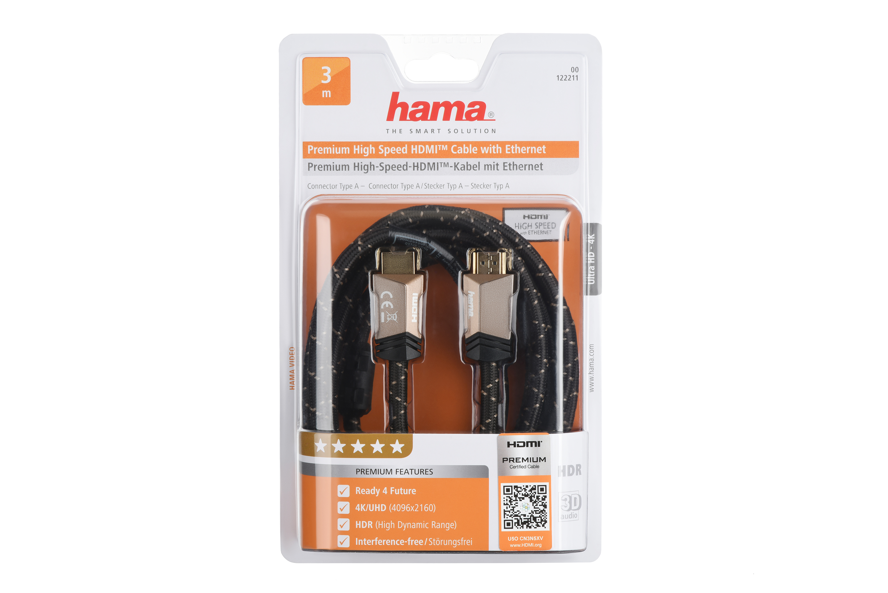 Кабель мультимедийный Hama HDMI, Premium, (штекер-штекер, ферити) [00122211] отзывы - изображения 5