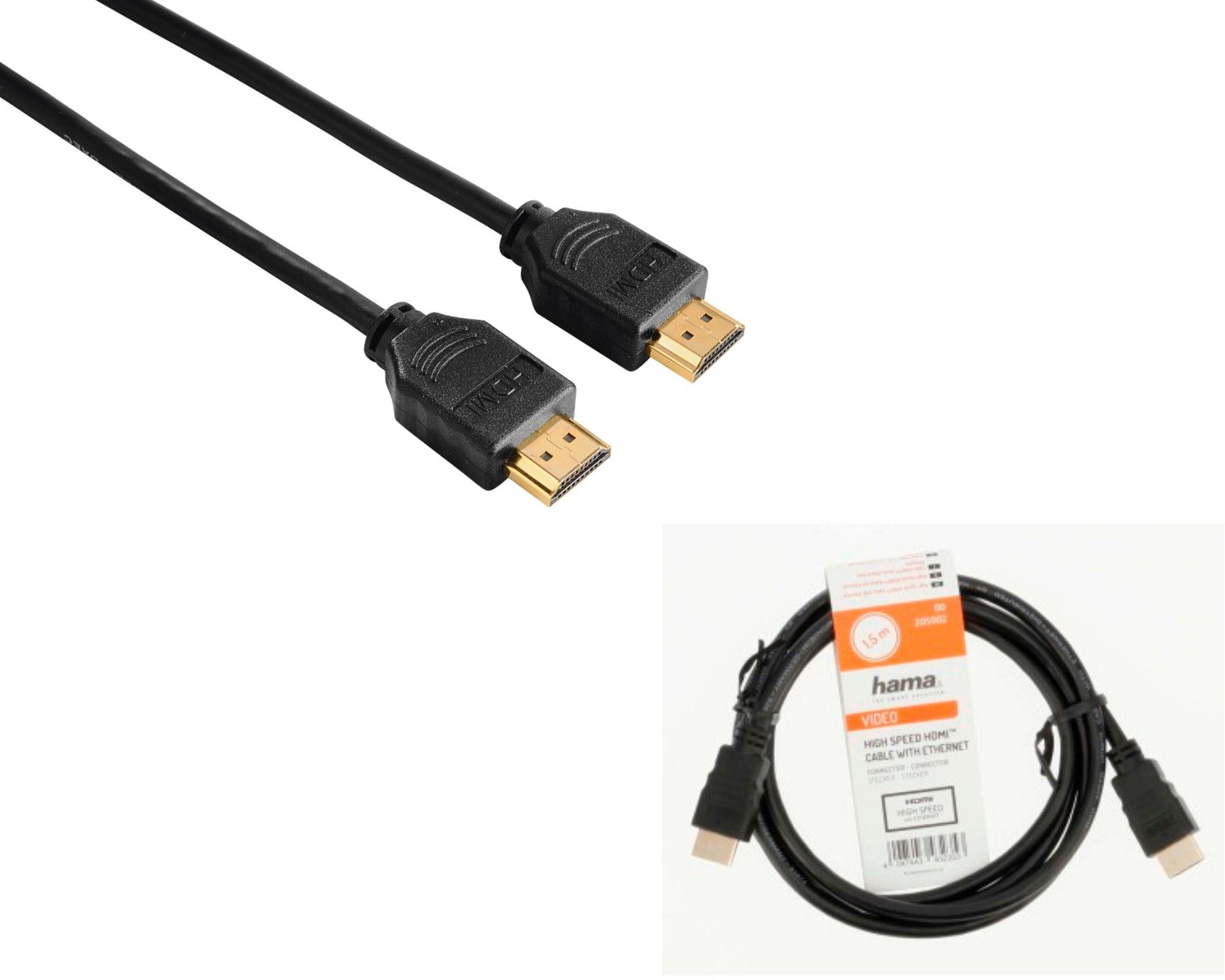 Кабель мультимедийный Hama HDMI - HDMI Ethernet Gold 1.5 m Black цена 215 грн - фотография 2