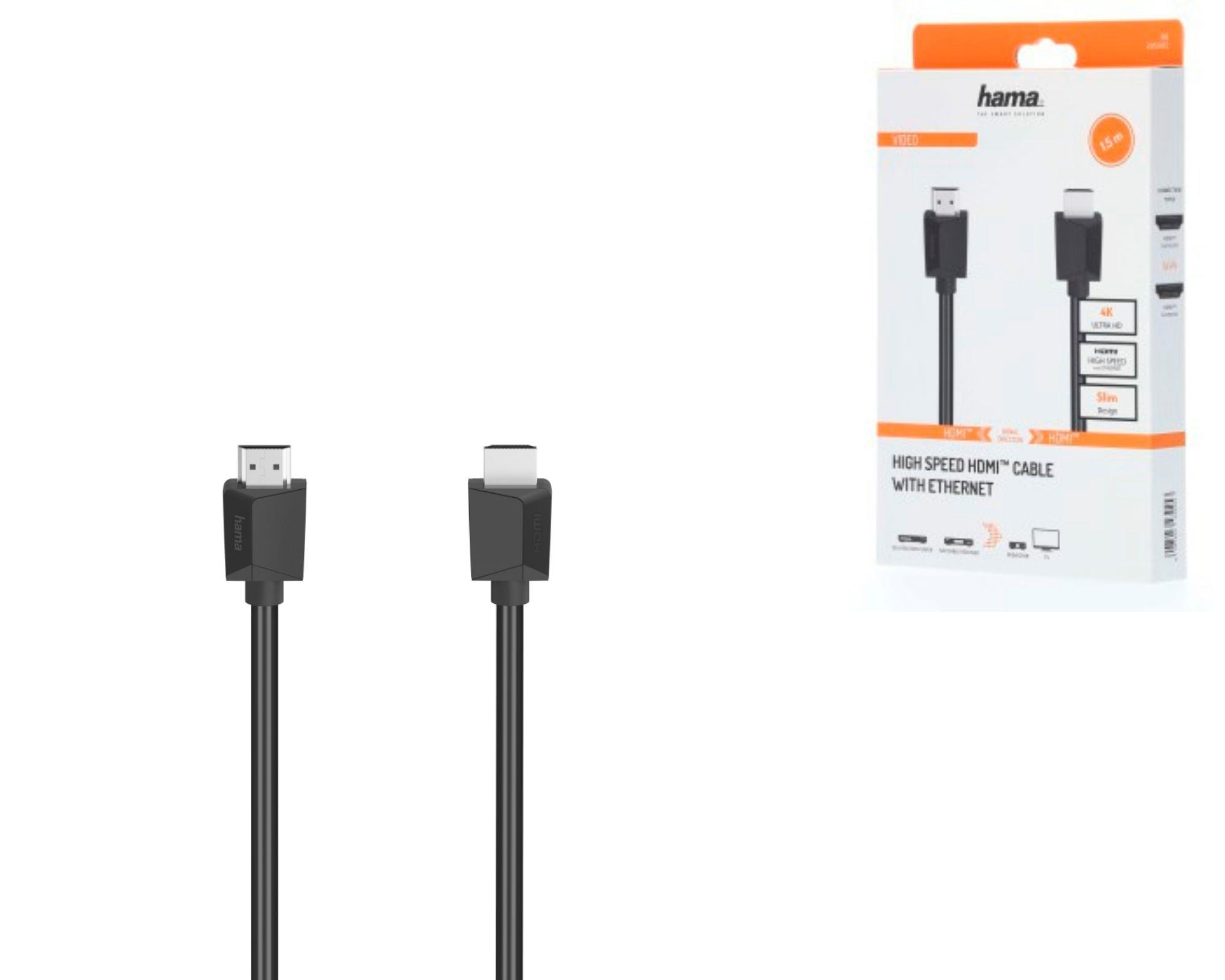 Кабель мультимедийный Hama HDMI - HDMI Ethernet 4K 1.5 m Black цена 240.00 грн - фотография 2