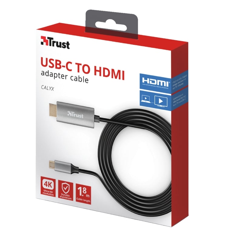 Кабель мультимедійний Trust Calyx USB-C to HDMI 1.8м BLACK огляд - фото 11