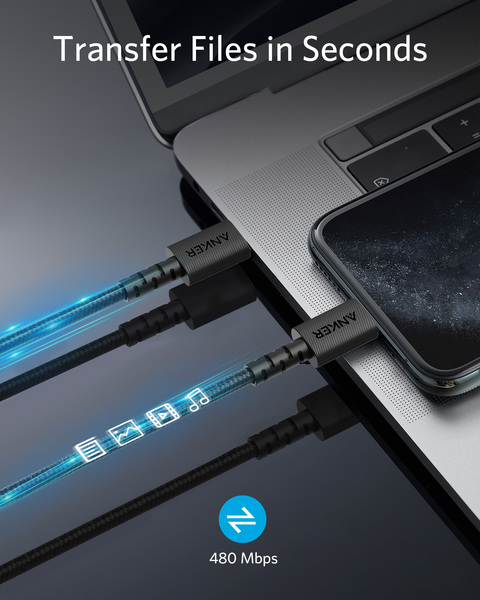 Кабель Anker Powerline Select+ USB-C to Lightning - 1.8м V3 (Black) цена 1118.60 грн - фотография 2