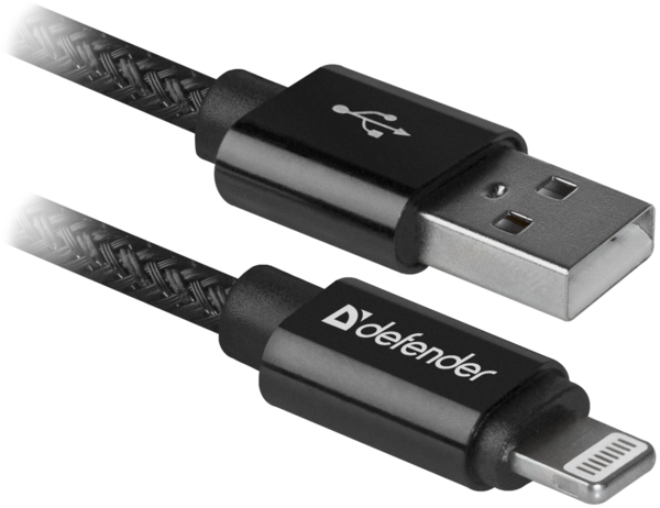 Кабель Defender ACH01-03T PRO USB2.0, AM-Lightning Black, 1m (87808) в інтернет-магазині, головне фото