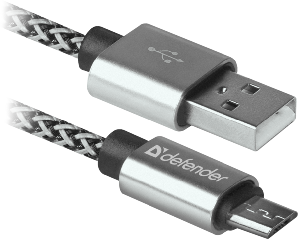 Кабель Defender USB08-03T PRO USB2.0, AM-MicroBM White, 1m (87815) в інтернет-магазині, головне фото