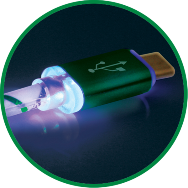 в продажу Кабель Defender USB08-03LT USB(AM)-MicroBM GreenLED Backlight 1m - фото 3