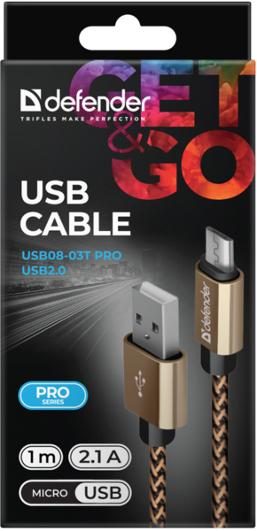 продаємо Defender USB08-03T USB(AM)-MicroBM 1.0m, Gold (87800) в Україні - фото 4