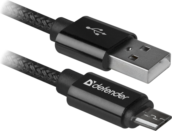 Кабель Defender USB08-03T PRO USB2.0, AM-MicroBM Black, 1m (87802) в інтернет-магазині, головне фото