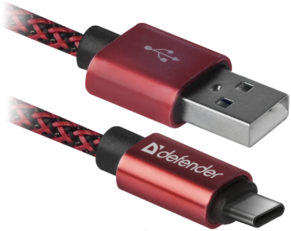 Defender USB09-03T PRO USB2.0, AM-Type-C Red, 1m (87813)