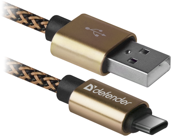 Кабель Defender USB09-03T PRO USB(AM)Type-C, 1m Gold (87812) в інтернет-магазині, головне фото