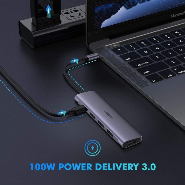 Переходник  Ugreen CM136 Type-C M - HDMI+3xUSB+PD Power Converter (Gray) инструкция - изображение 6