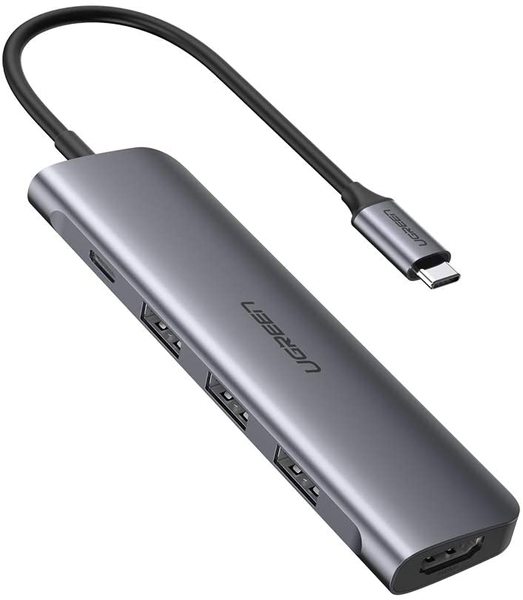 Переходник  Ugreen CM136 Type-C M - HDMI+3xUSB+PD Power Converter (Gray)