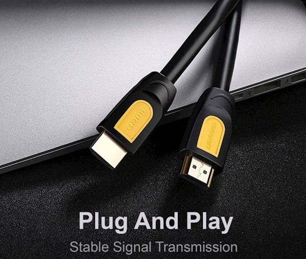 Кабель мультимедийный Ugreen HD101 HDMI Round Cable 1m (Yellow/Black) цена 461 грн - фотография 2