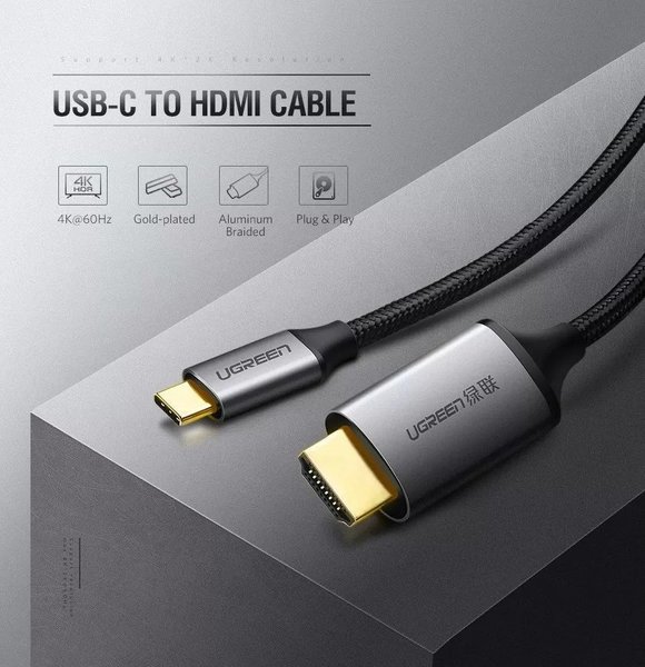 продаём Ugreen MM142 Type-C M - HDMI M Cable Alum. 1.5м (Gray\Black) в Украине - фото 4