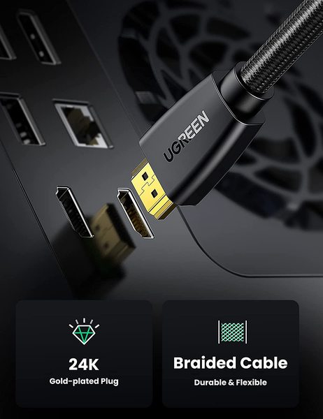 Кабель мультимедийный Ugreen HD118 High-End HDMI Cable Nylon Braid 1m (Black) отзывы - изображения 5