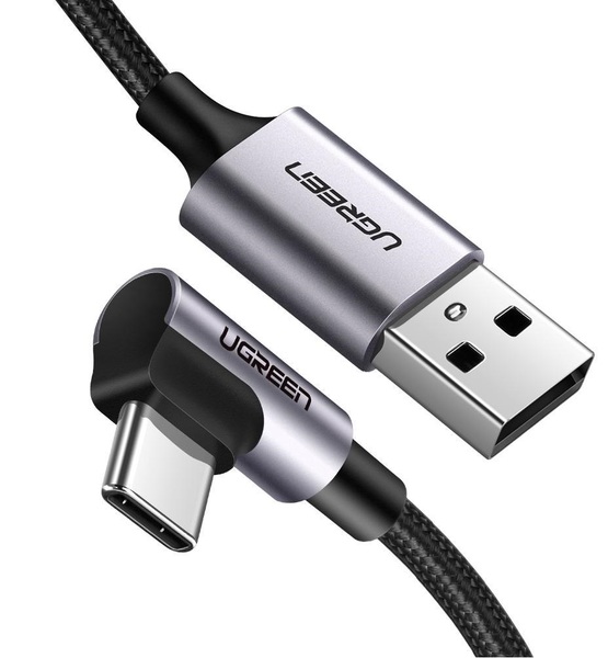 Купить кабель Ugreen US284 USB - Type-C Cable Angled Alum. Braid 1м Black в Кривом Роге