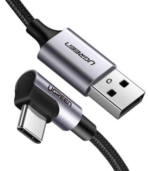 Кабель Ugreen US284 USB - Type-C Cable Angled Alum. Braid 2м (Black) в інтернет-магазині, головне фото